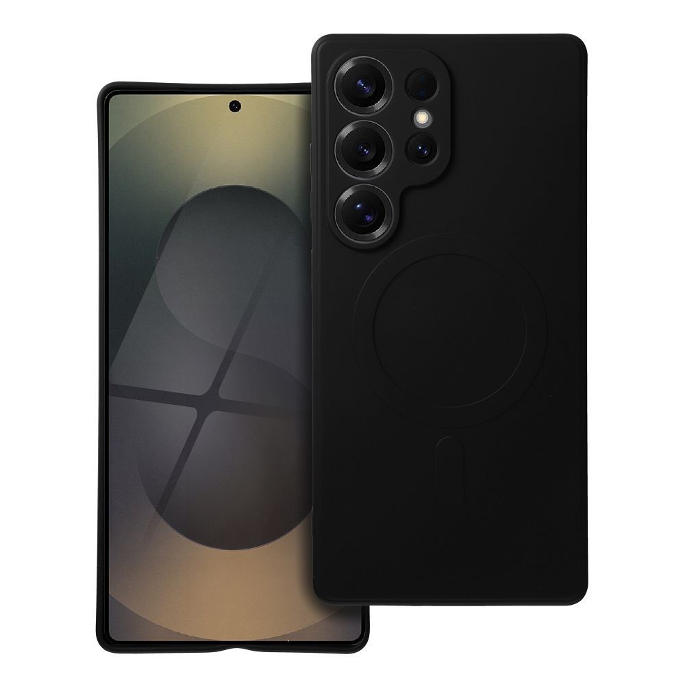 Silikoninen Mag Cover Samsung S25 ULTRA:lle yhteensopiva MagSafen kanssa musta