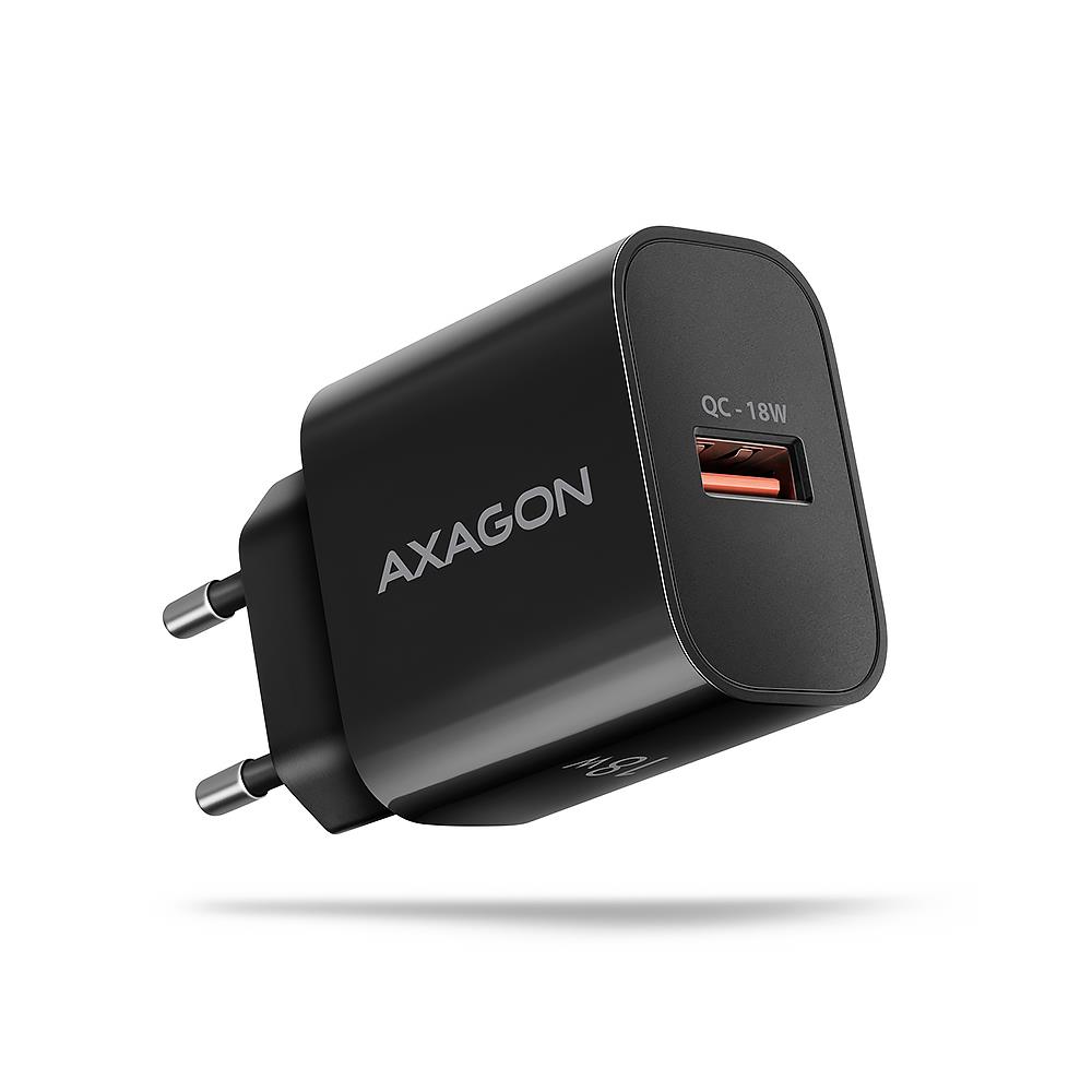 Seinälaturi USB 18W 1-porttinen musta ACU-QC18 AXAGON
