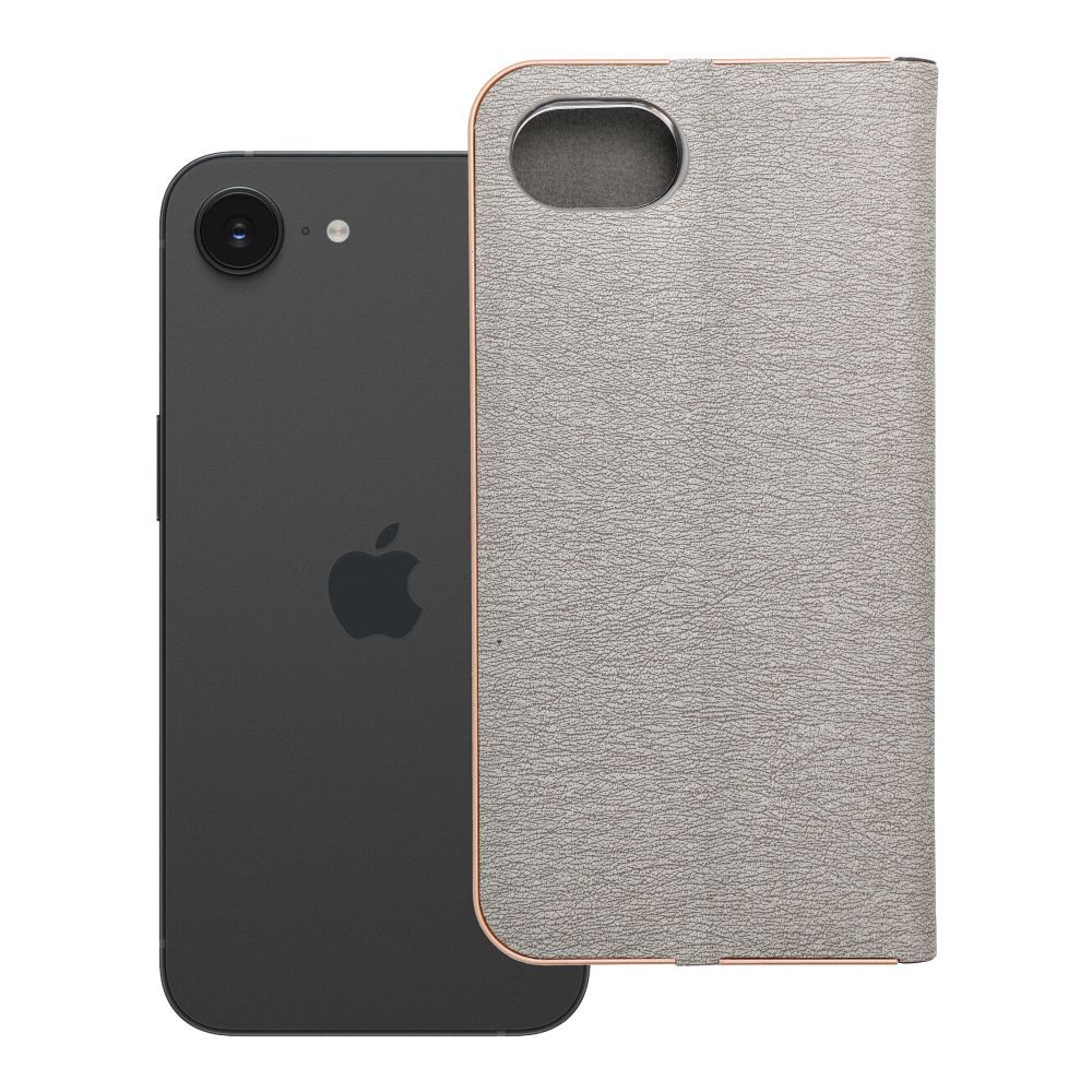 Läppäsuojakuori iPhone 16e:lle (SE 4 2025) Luna Book Gold hopeinen