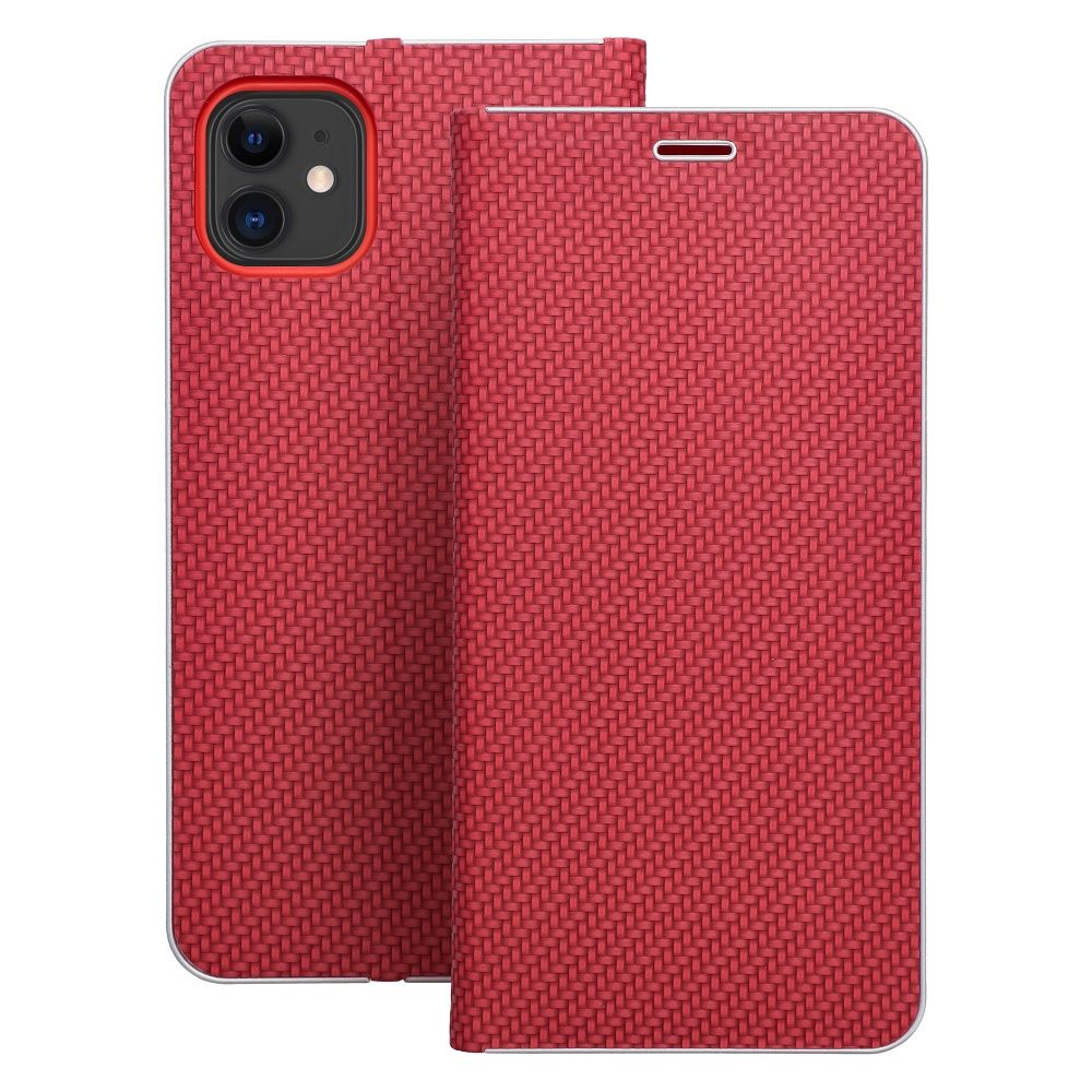 Läppäsuojakuori iPhone 11:lle Luna Book Carbon punainen