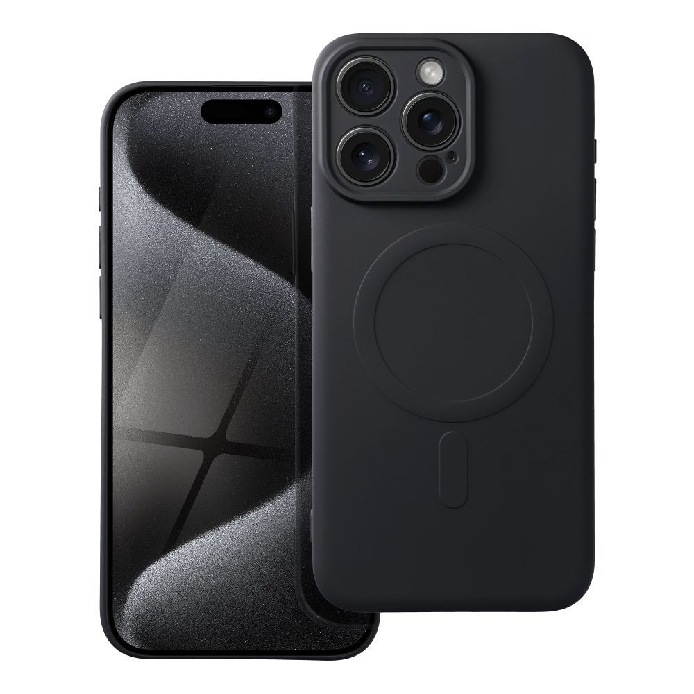 Case for iPhone 15 PRO MAX Silicone Mag Cover compatible with MagSafe (camera protection) black