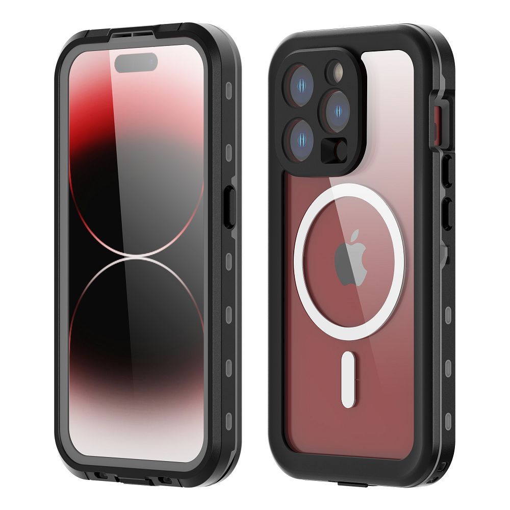 Suojakuori iPhone 15 PRO:lle Shellbox DOT vedenpitava MagSafe yhteensopiva musta