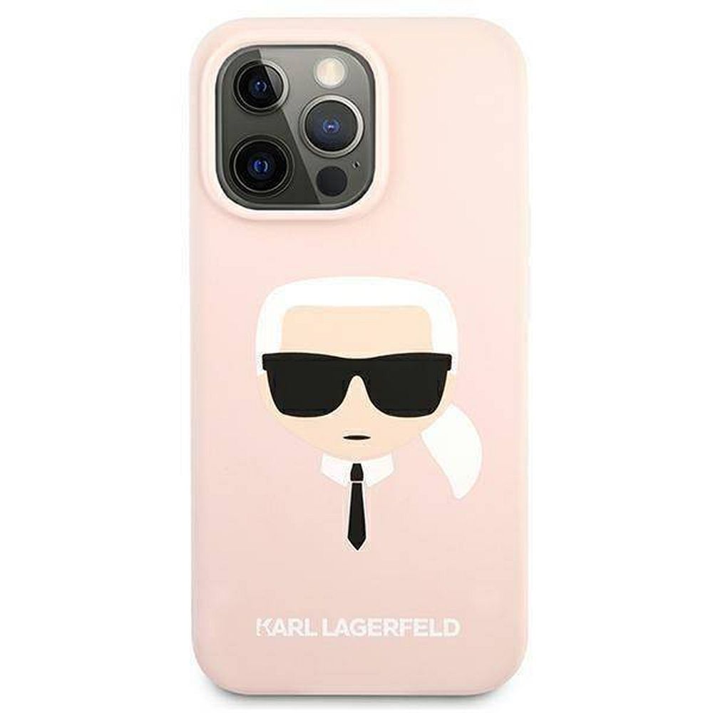 Karl Lagerfeld Suojakuori iPhone 13 Pro:lle KLHCP13LSLKHLP Silikoninen K. Head Vaaleanpunainen
