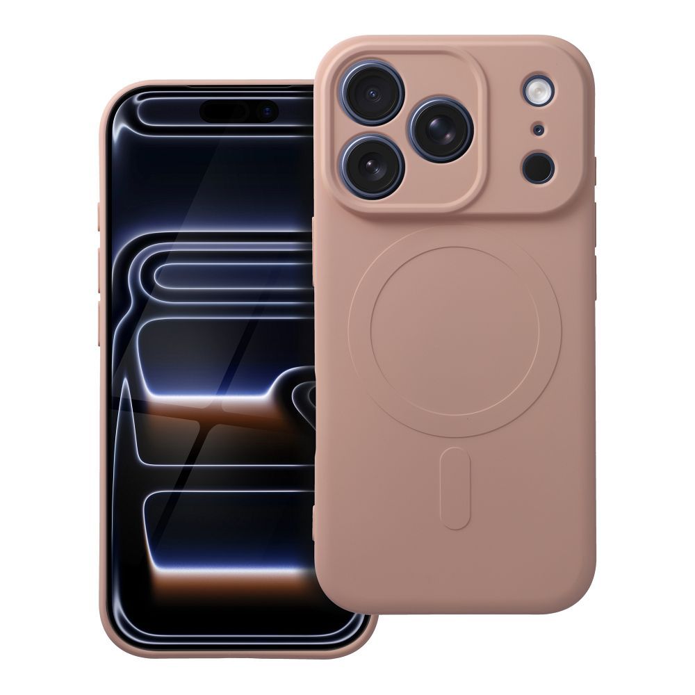 Silikoninen Mag Cover iPhone 17 PRO:lle MagSafe-yhteensopiva vaaleanpunainen