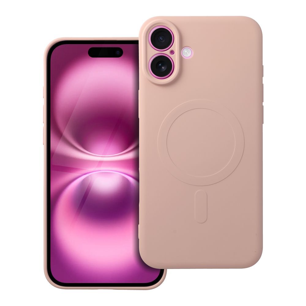 Silikoninen Mag Cover iPhone 16 PLUS:lle yhteensopiva MagSafen kanssa vaaleanpunainen