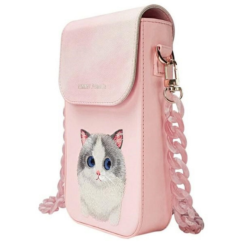 NIMMY 3in1-setti puhelinlaukku + Lompakko + GPS-suoja BIG EYED PET 2.0 Kissa vaaleanpunainen