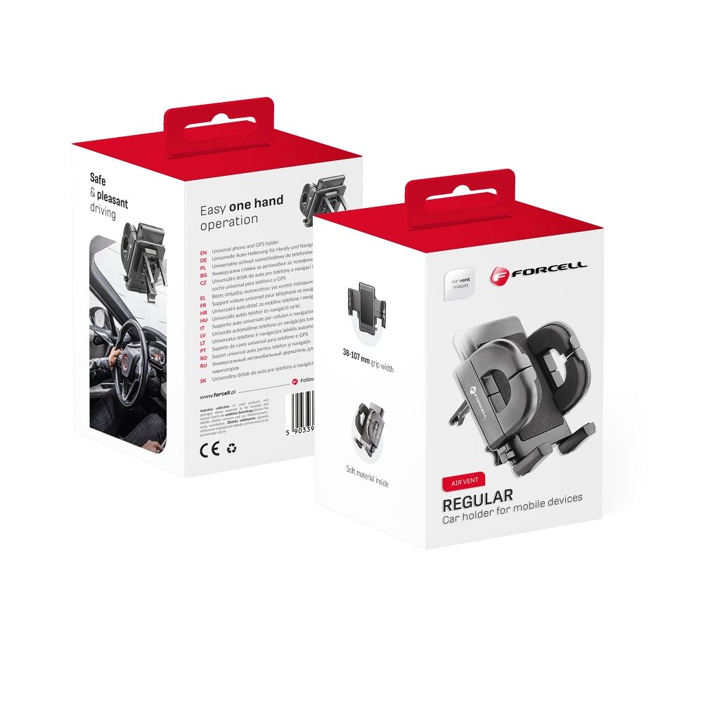 Auton puhelinteline Forcell F-Grip Regular ilmakanava musta