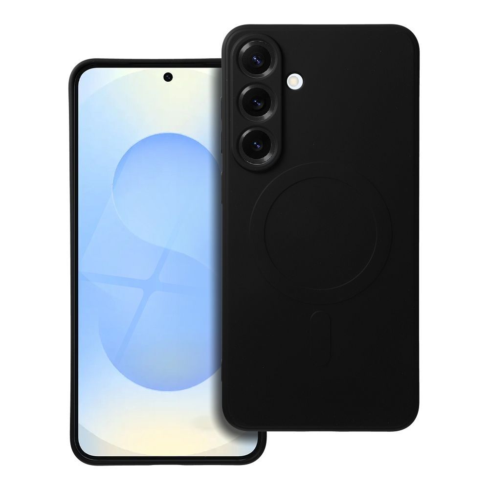 Silikoninen Mag Cover Samsung S25 PLUS:lle yhteensopiva MagSafen kanssa musta