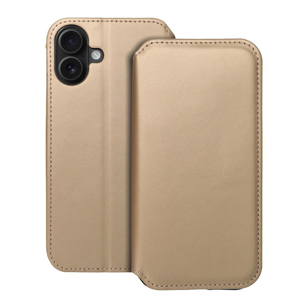 Dual Pocket Book Läppäsuojakuori iPhone 16 PLUS:lle kultainen