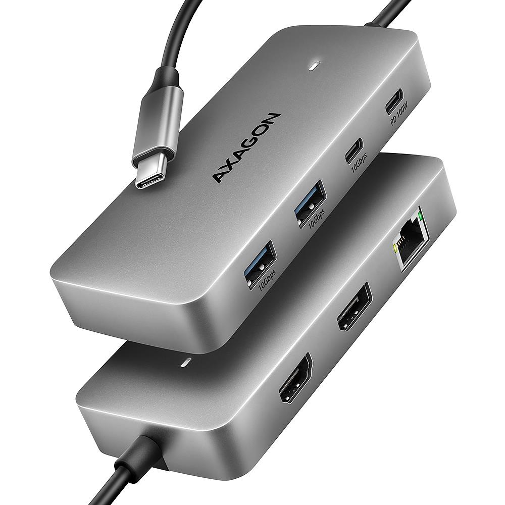Axagon HMC-CUB83X2 USB-C-hubi 3-porttinen HDMI DP, 0,15m