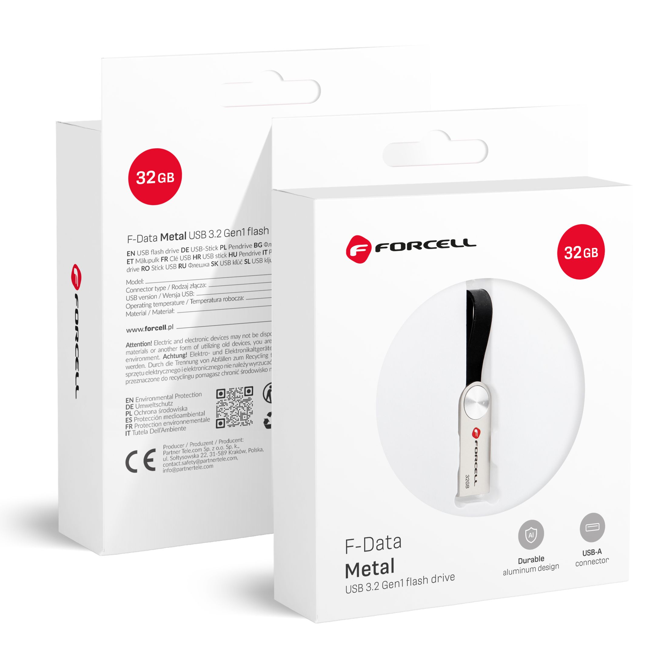 FORCELL F-DATA USB-muistitikku Metal 32GB USB3.2 Gen 1 (USB A) hopea