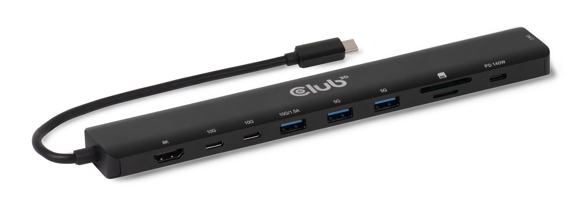 Club3D CSV-2550 kannettavan telakointiasema 10-in-1, USB-C 140W