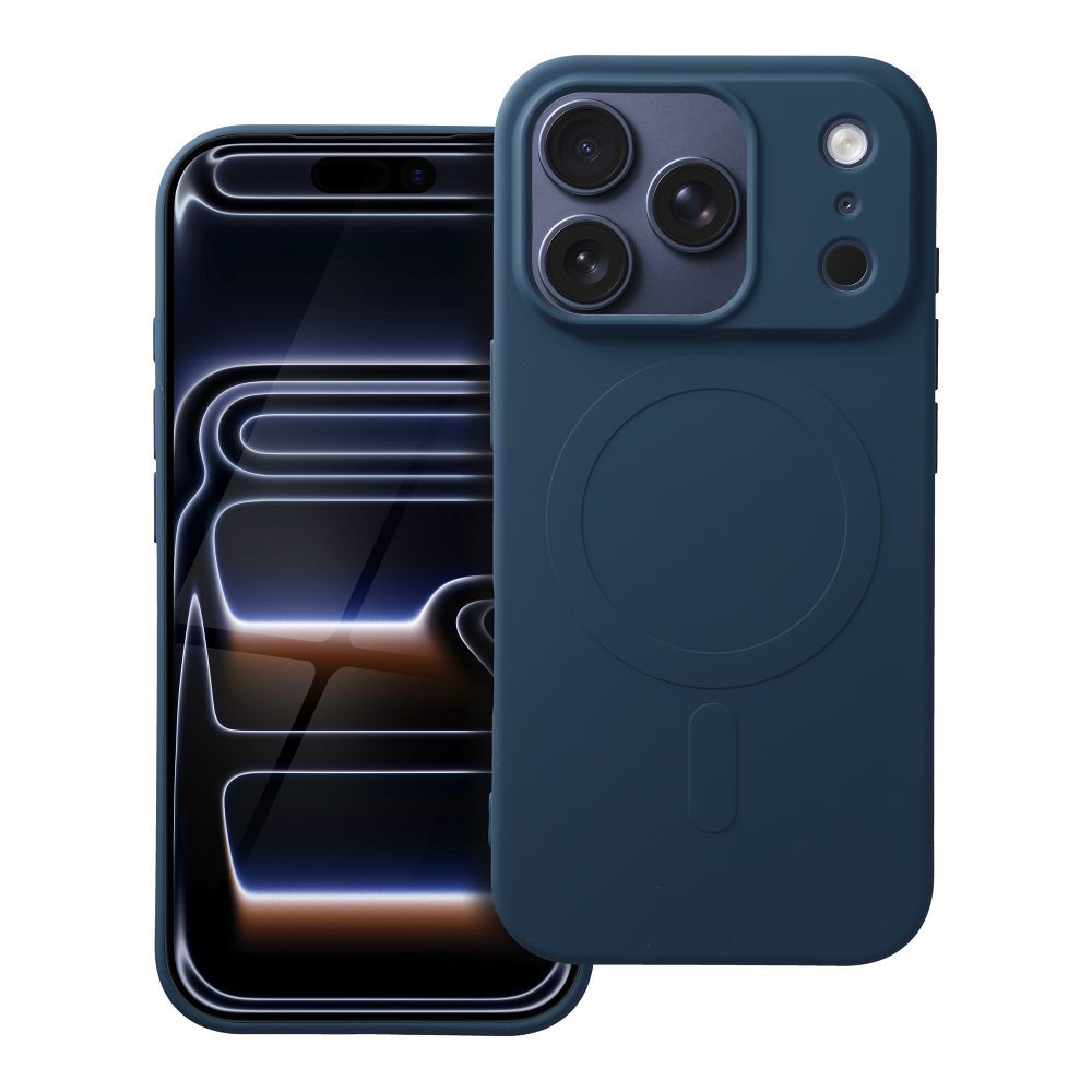 Silikoninen Mag Cover iPhone 17 PRO:lle MagSafe-yhteensopiva (iso reikä) sininen