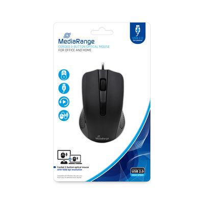 MEDIARANGE optinen USB-hiiri musta 3-painikkeinen MROS210