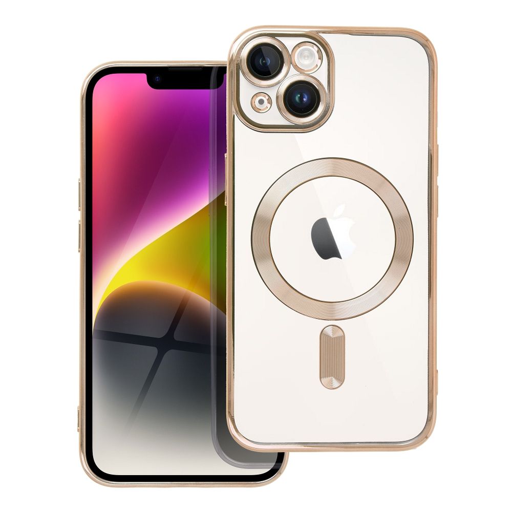 Suojakuori iPhone 14:lle Electro Mag Cover yhteensopiva MagSafen kanssa kultainen