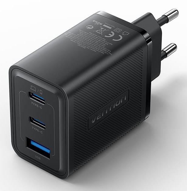 Vention FERB0-EU 65W USB 3-porttinen seinälaturi musta