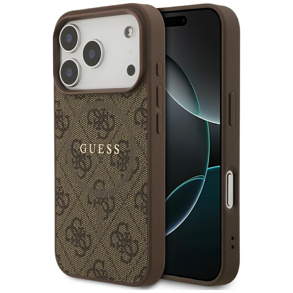 Guess 4G Ring Classic Logo MagSafe suojakuori iPhone 17 Pro:lle - ruskea