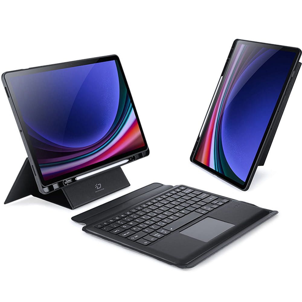 Dux Ducis DK -suojakuori taustavalaisulla varustetulla langattomalla näppäimistöllä Samsung Tab S10 Plus / S9 Plus / S9 FE Plus musta