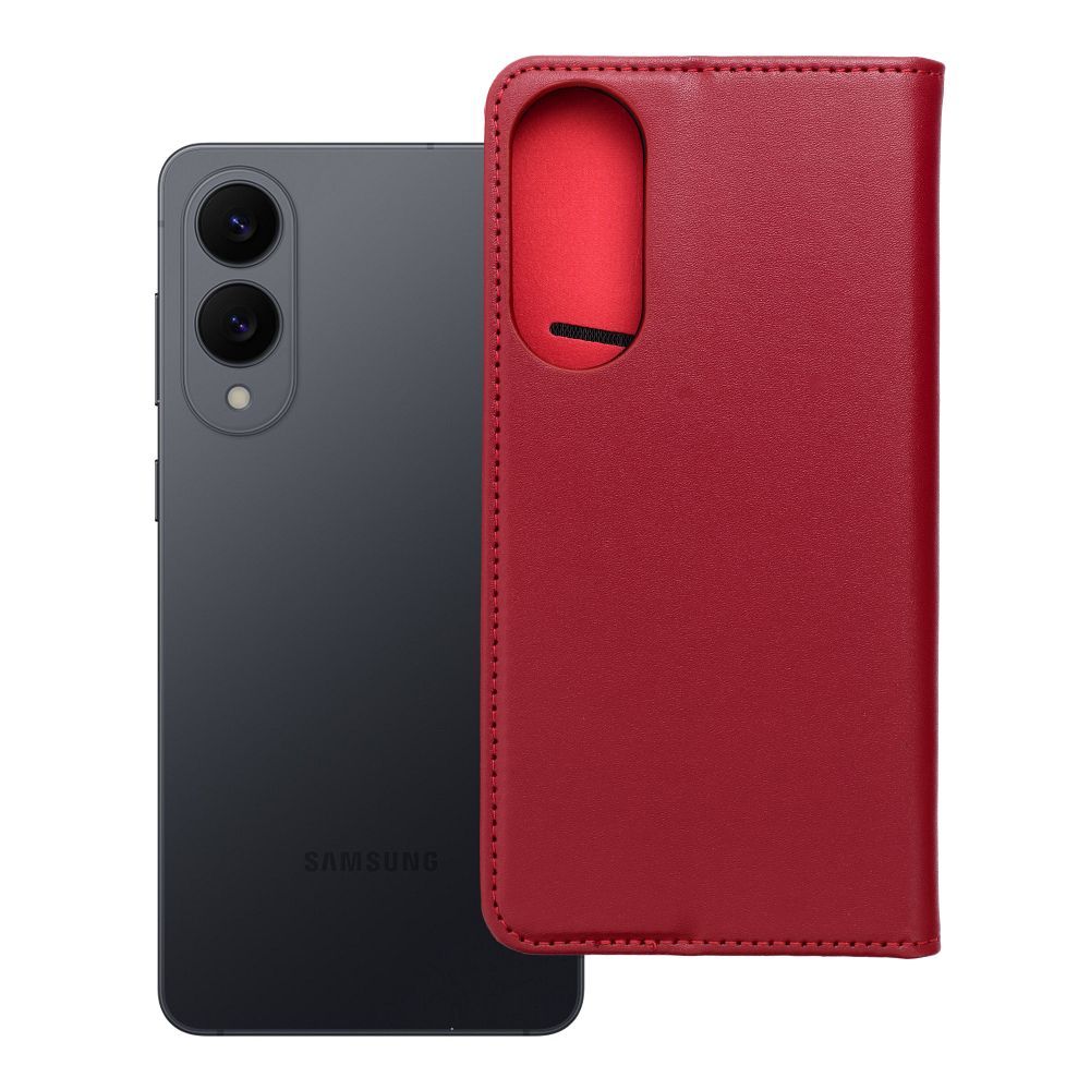 Flip-suojakuori Samsung S25 EDGE:lle Smart Pro Book nahkainen viininpunainen