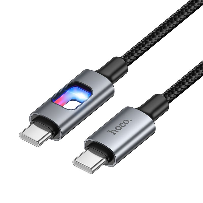 LED-kaapeli USB-C – USB-C Hoco 3A 60W 1,2 m U144, musta