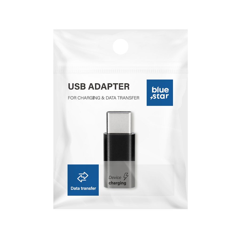Adapteri Micro USB - Type C Blue Star - musta