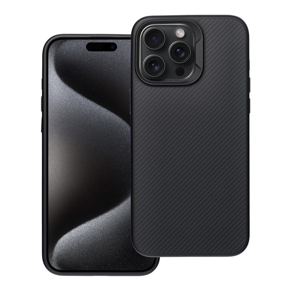 Suojakuori iPhone 15 PRO MAX:lle Carbon Elite Mag Cover MagSafe-yhteensopiva musta