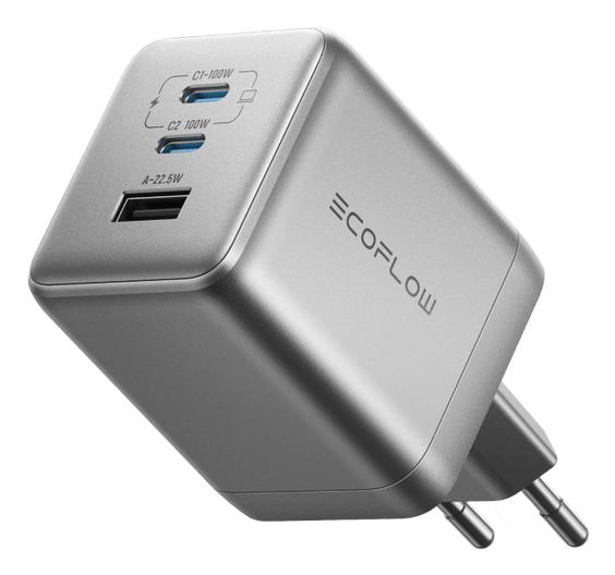 EcoFlow RAPID Pro 100W verkkolaturi, 2xUSB-C, 1xUSB-A, GaN