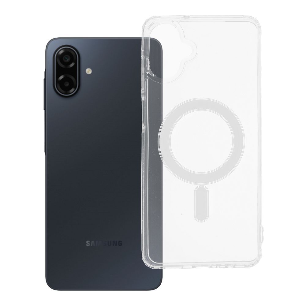 Suojakuori Samsung A07:lle Clear Mag Cover (STR) yhteensopiva MagSafen kanssa läpinäkyvä