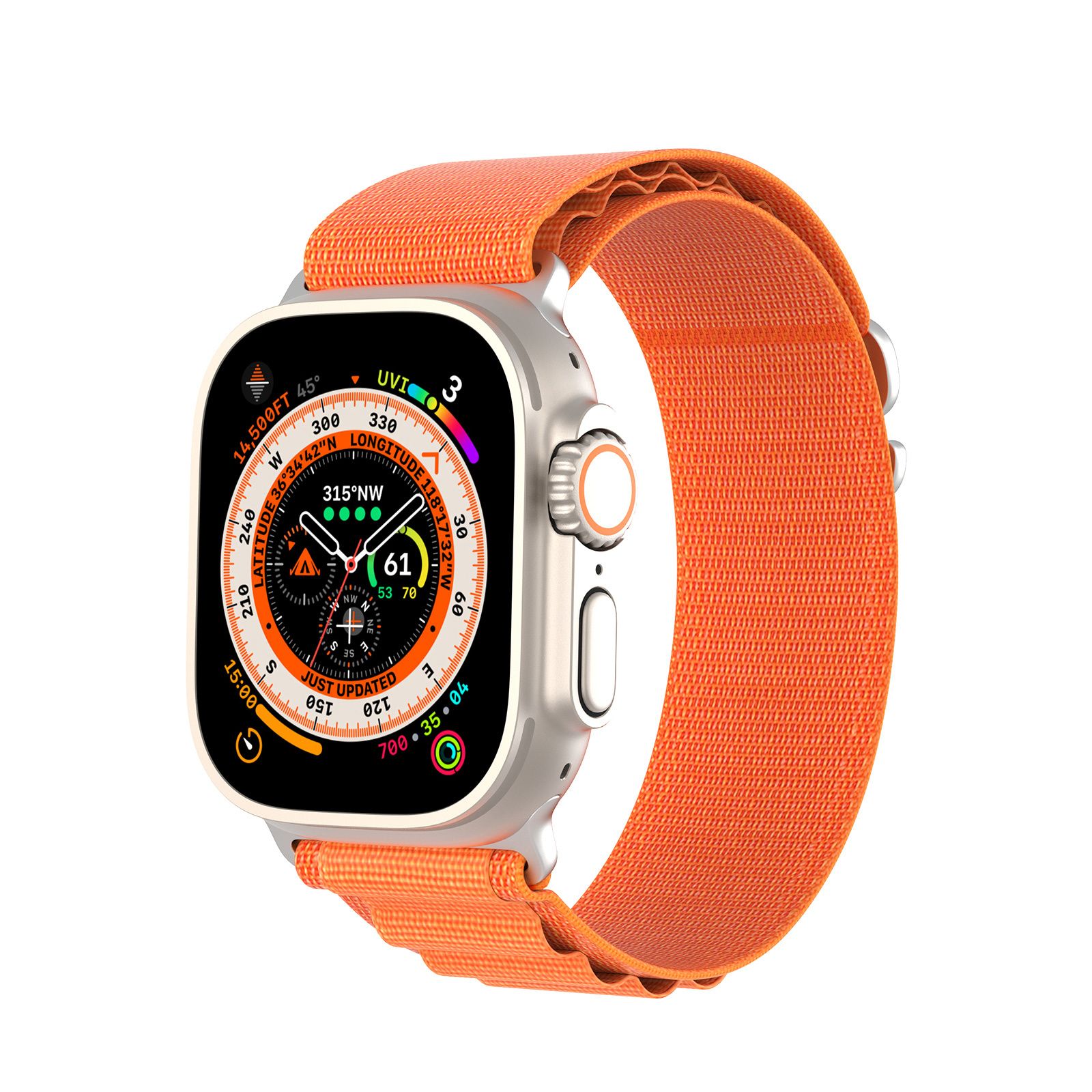 Dux Ducis GS nylon ranneke Apple Watch 42 / 44 / 45 / 49 mm:lle oranssi