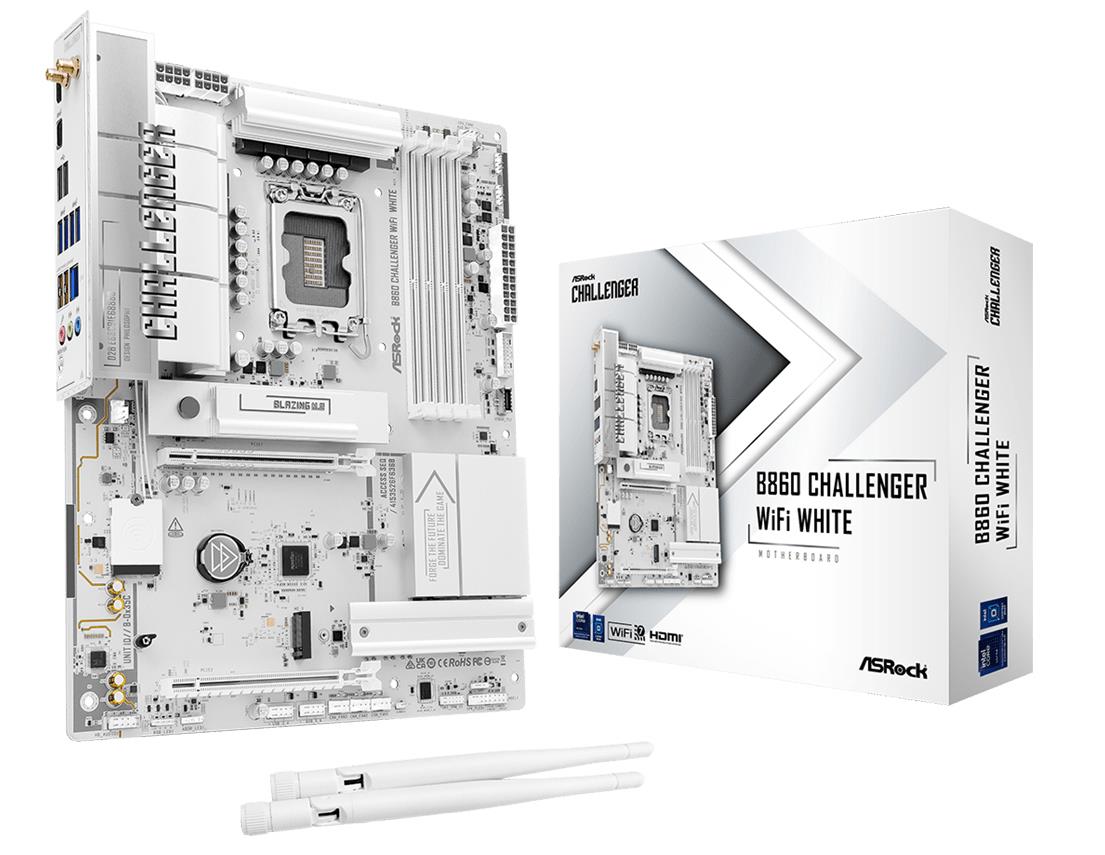 ASROCK Intel B860 LGA 1851 (Socket V1) ATX RAM DDR5-SDRAM 4xSlots Wi-Fi Yes Bluetooth Yes 1xNumber of M.2 (M) slots B860CHALLENGERWIFIWH (Mainboard)