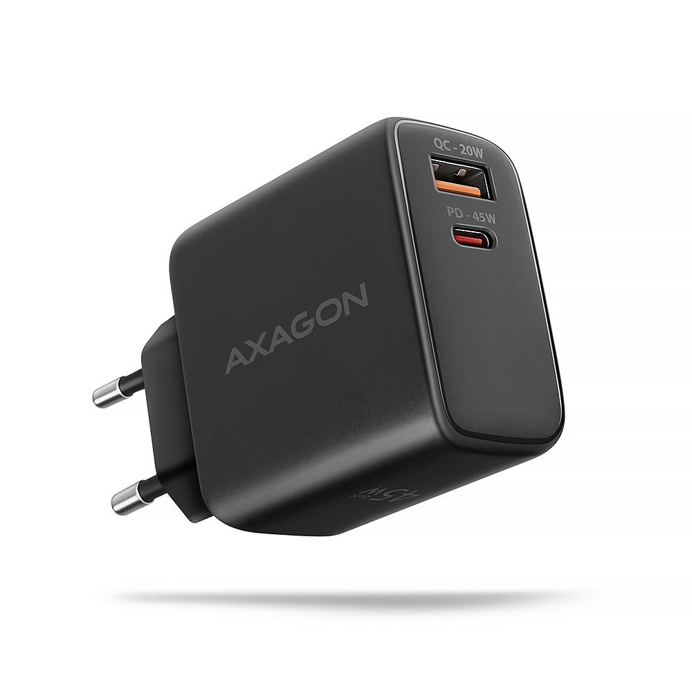 USB-seinälaturi 45 W, GaN, 2 porttia, ACU-PQ45 AXAGON
