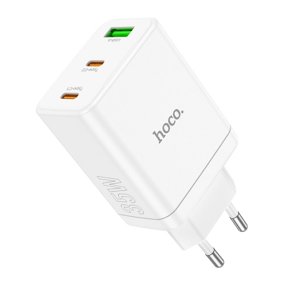 Puhelinlaturi Hoco 2 x USB C + USB A QC3.0 PD 3A 35W N33 valkoinen