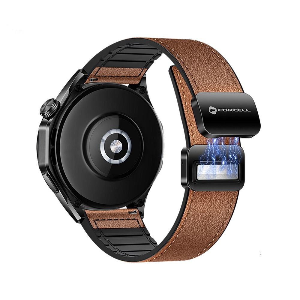 Hihna Samsung Galaxy Watch:lle Forcell F-Design FS20 magneettinen ekologinen nahka 20 mm ruskea