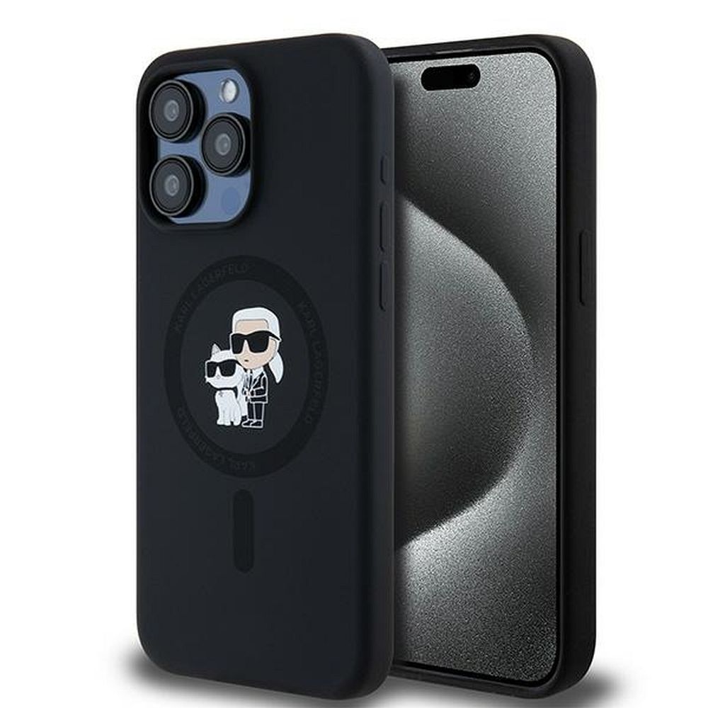 KARL LAGERFELD Suojakuori IPHONE 15 Pro Max yhteensopiva MagSafe KLHMP15XSCMKCRHK (Silicone KC Body Ring) musta