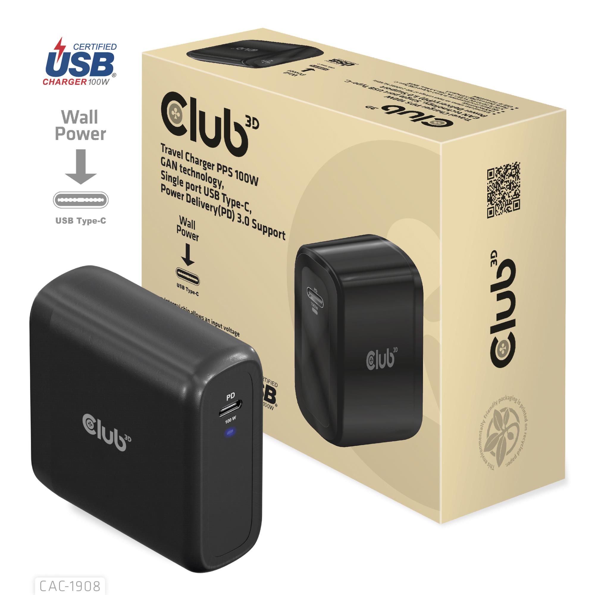 USB-C-matkalaturi Club3D CAC-1908EU, 100 W