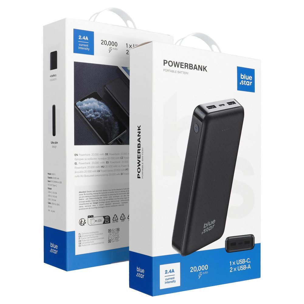 Varavirtalähde Blue Star W2015 2.1A 20000 mAh musta