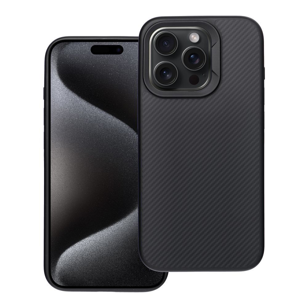 Suojakuori iPhone 15 PRO:lle Carbon Elite Mag Cover MagSafe-yhteensopiva musta