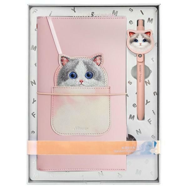 NIMMY setti 2in1 muistikirja + kynä BIG EYED PET 2.0 Kissa vaaleanpunainen