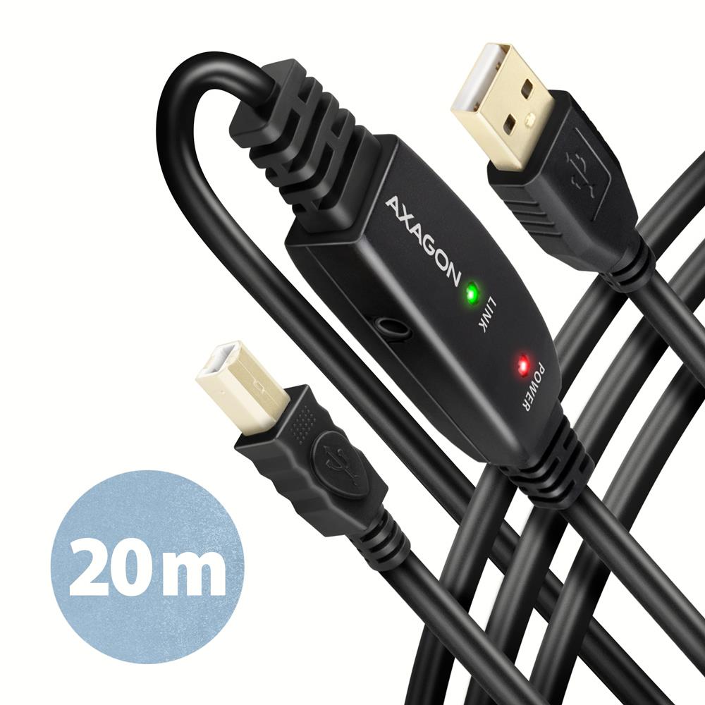 USB 2.0 A-U/B-U -aktiivikaapeli 20 m, ADR-220B AXAGON