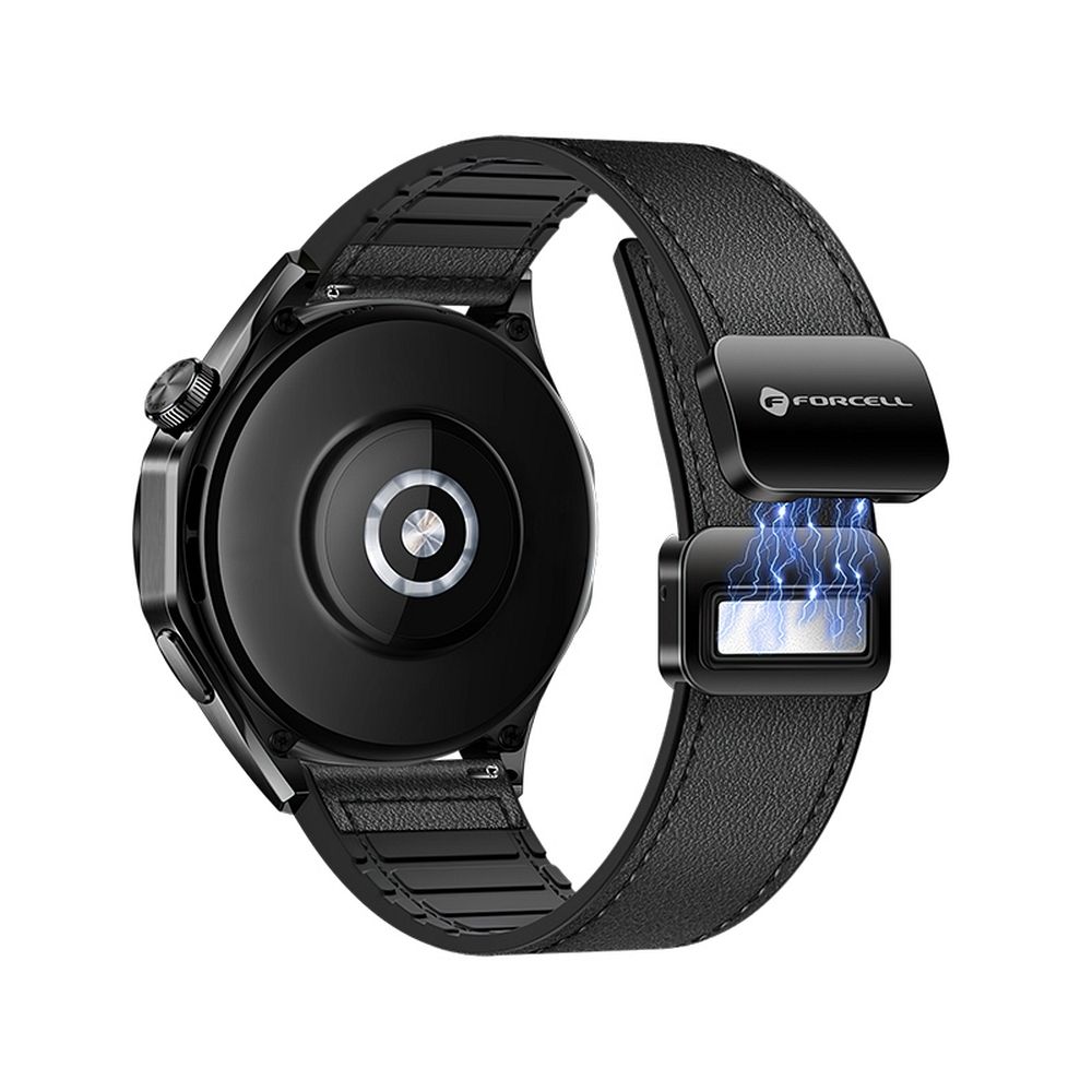 Hihna Samsung Galaxy Watch:lle Forcell F-Design FS20 magneettinen ekologinen nahka 20 mm musta