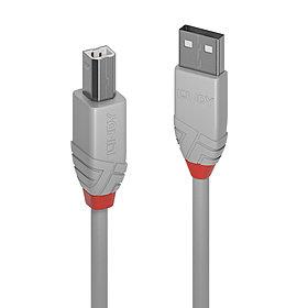 USB 2.0 A-B -kaapeli 2 m / antrasiitinharmaa 36683 LINDY