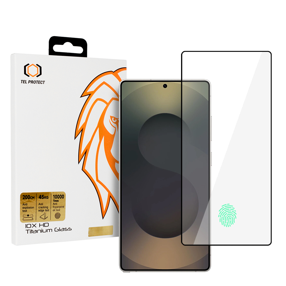 Tel Protect 10X HD Titanium karkaistu lasi Samsung Galaxy S25 Ultra:lle (sormenjälkitunnistuksella)