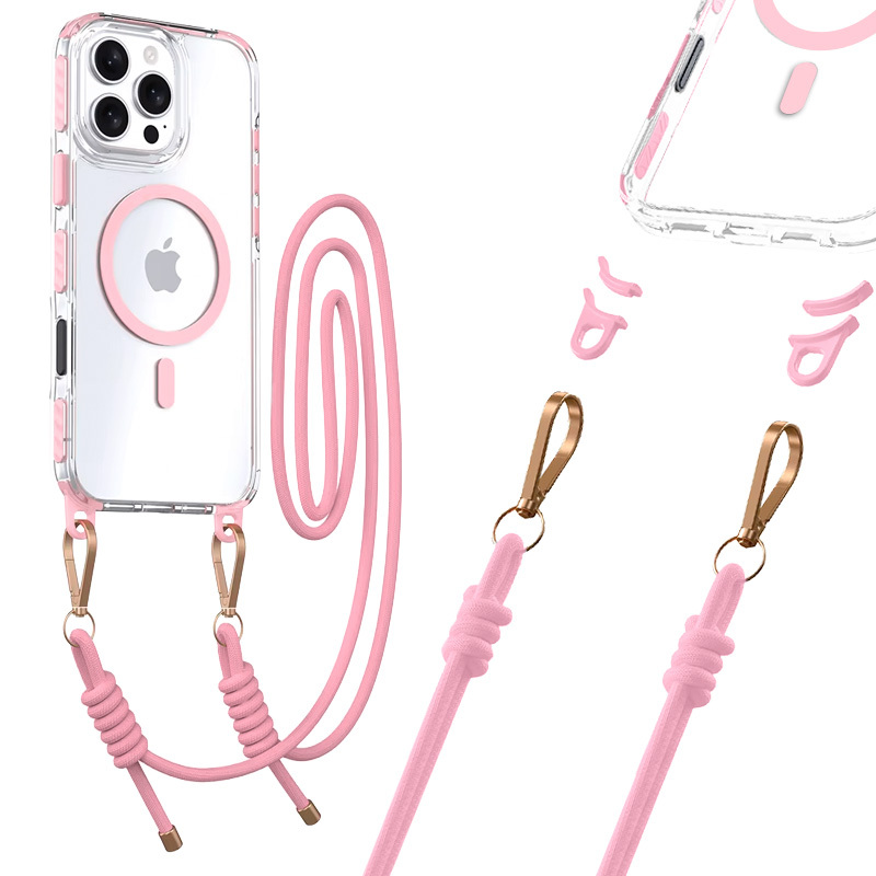 Tel Protect Strap Clear Case for Iphone 16 pink