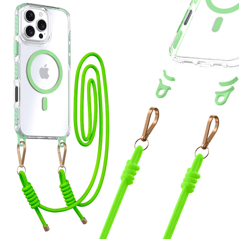 Tel Protect Strap läpinäkyvä suojakuori iPhone 16 Pro Max:lle vihreä