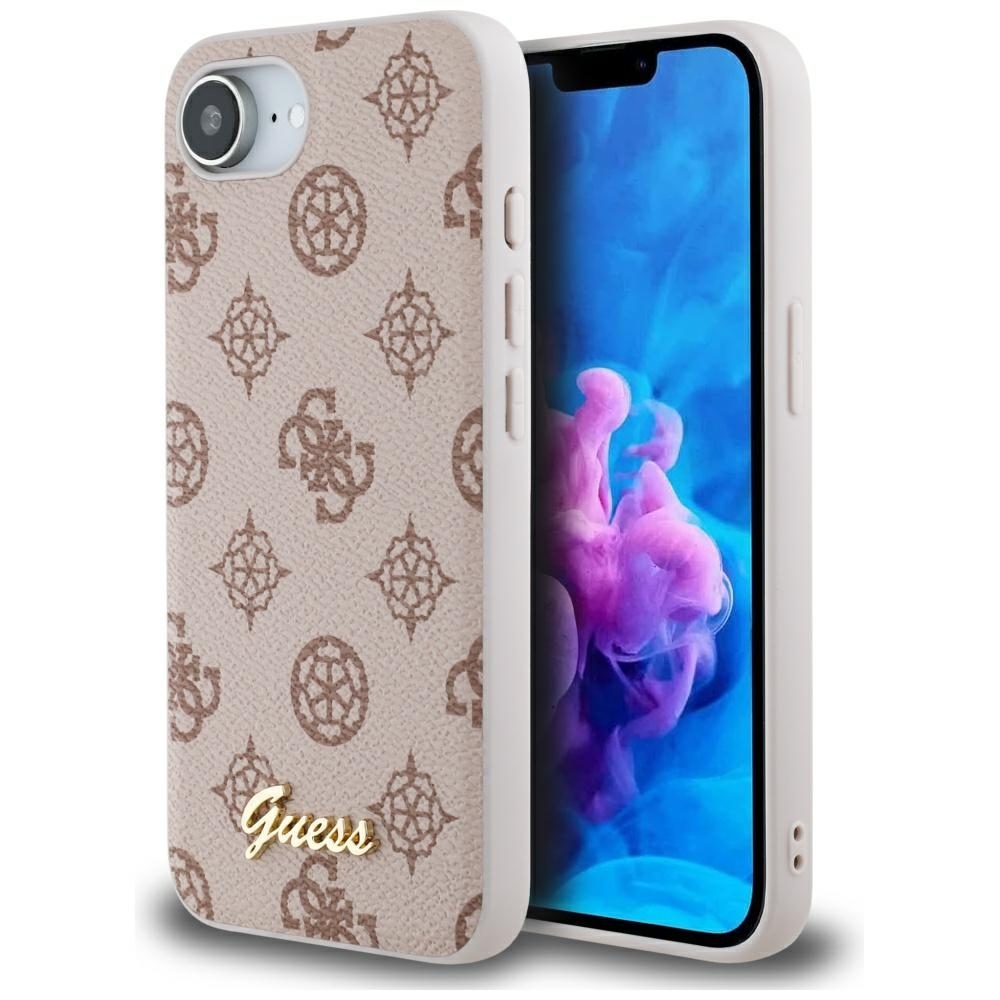 GUESS Peony Script Logo MagSafe Alkuperäinen Suojakuori iPhone 17e/16e:lle - Ruskea