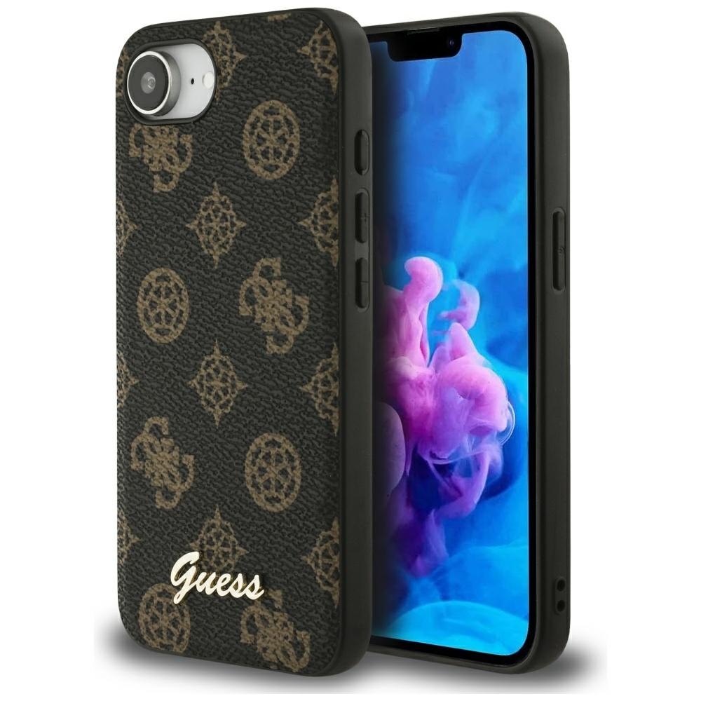 GUESS Peony Script Logo MagSafe Alkuperäinen Suojakuori iPhone 17e/16e:lle - Musta
