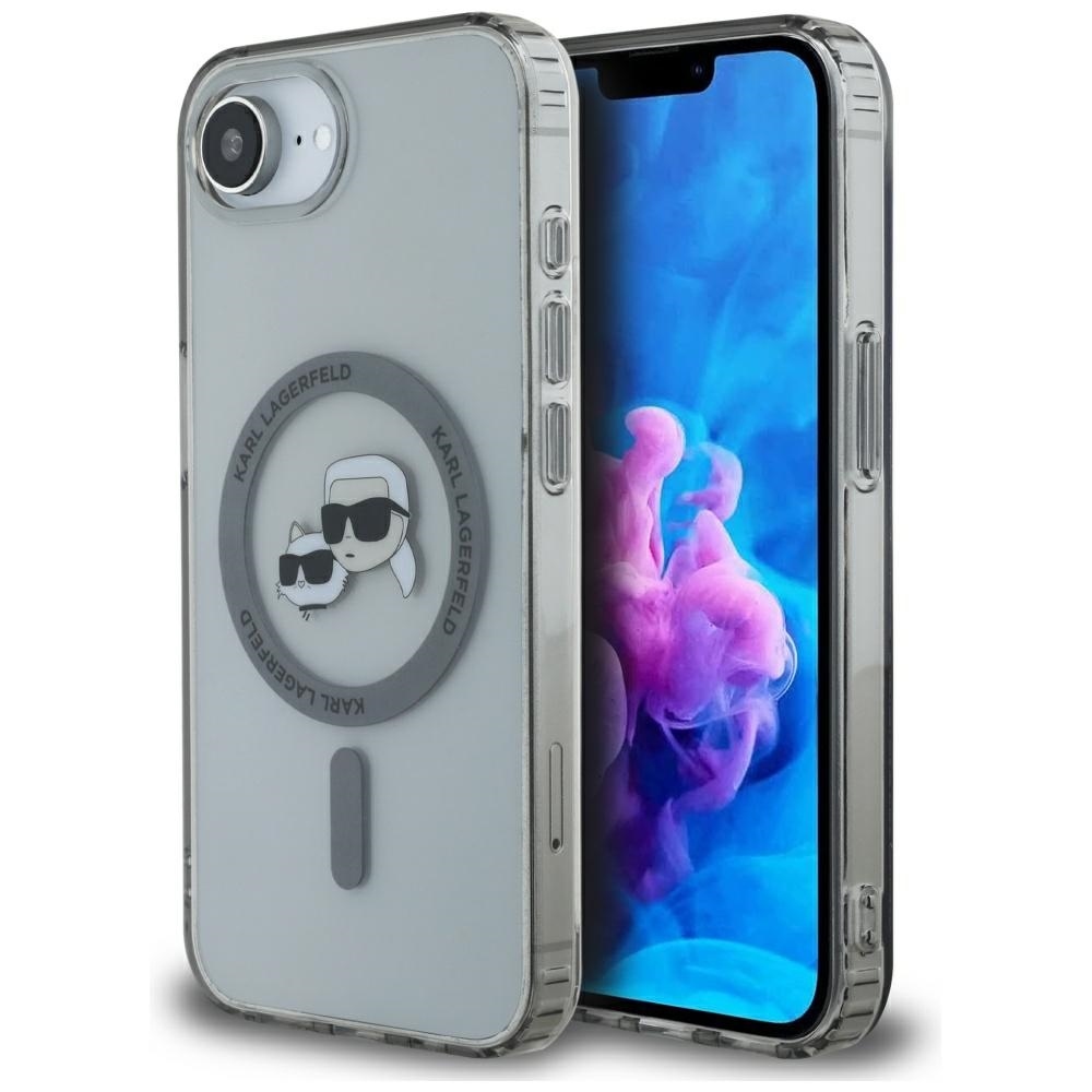 Karl Lagerfeld IML Metal Karl & Choupette Heads MagSafe Alkuperäinen Pussi iPhone 17e/16e:lle - Musta