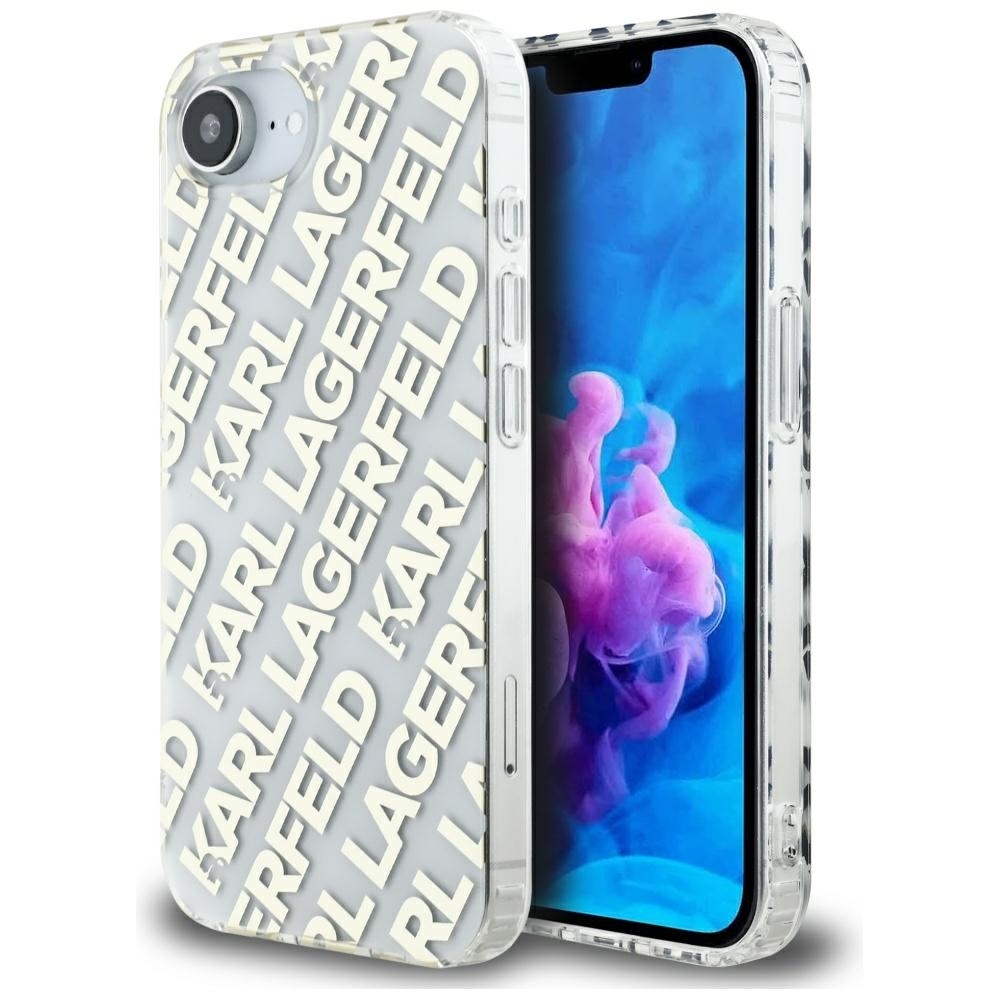 Karl Lagerfeld IML Repeat Logo Alkuperäinen Pussi iPhone 17e/16e:lle - Kultainen