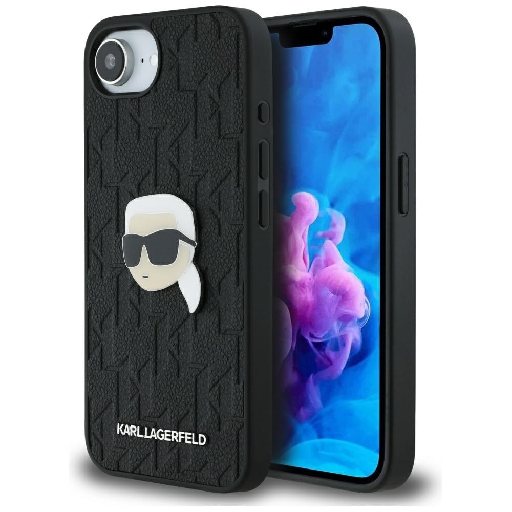 Karl Lagerfeld Monogram Karl Head Pin Alkuperäinen Pussi iPhone 17e/16e:lle - Musta