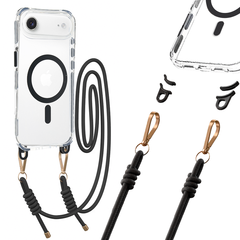 Tel Protect Strap Clear Suojakuori iPhone 17 Air:lle musta